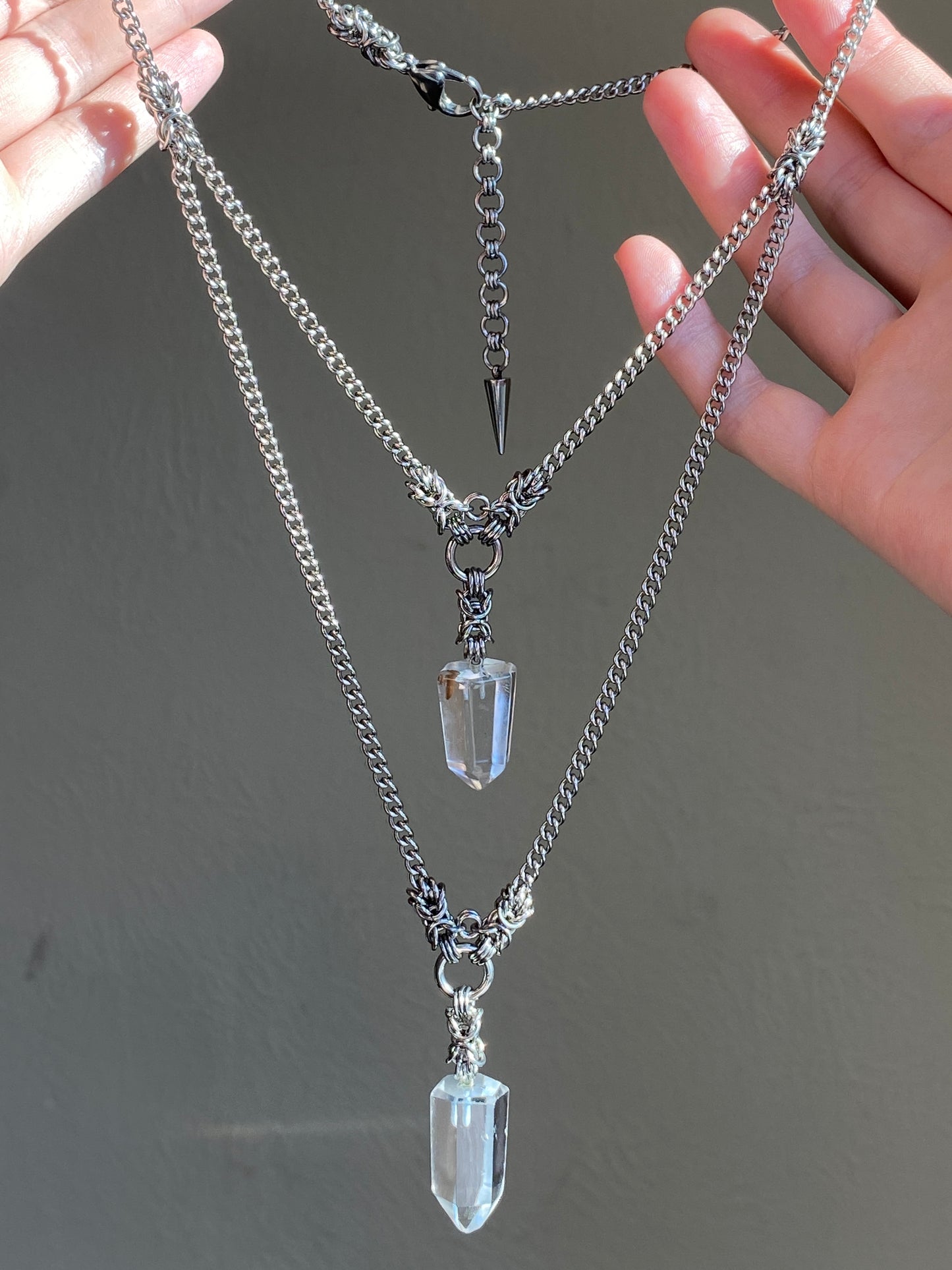 Double Clear Quartz Necklace