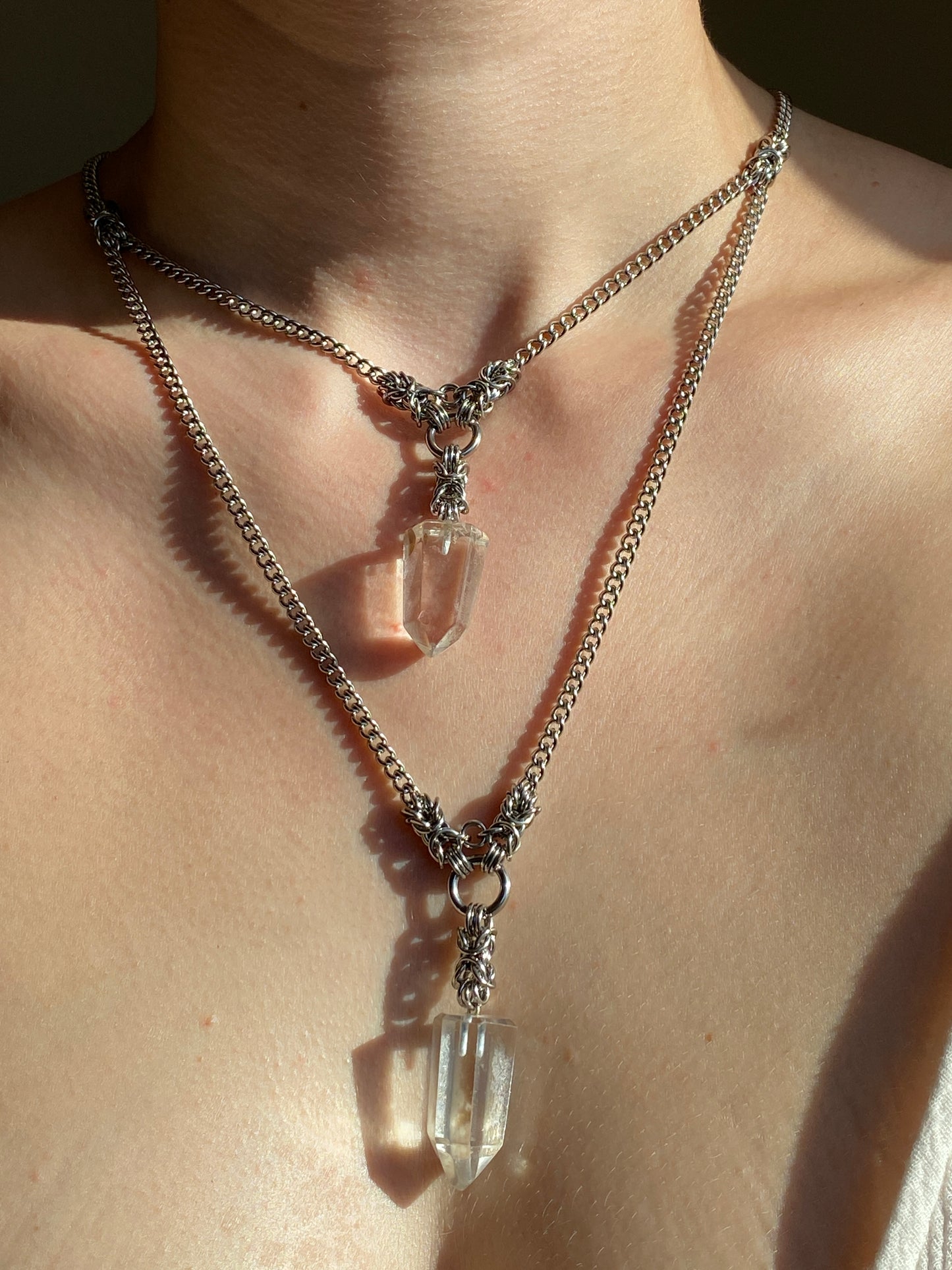 Double Clear Quartz Necklace