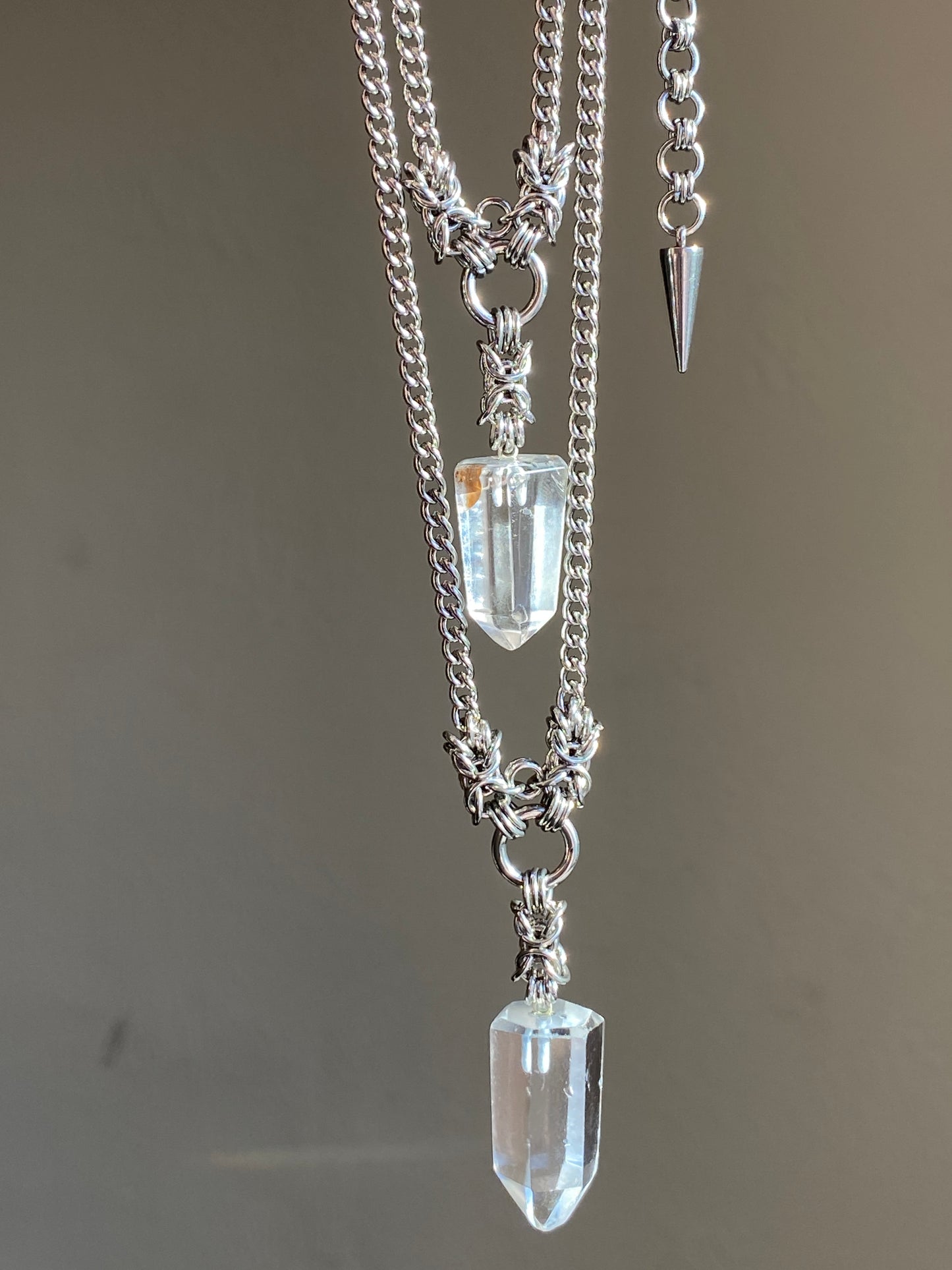 Double Clear Quartz Necklace