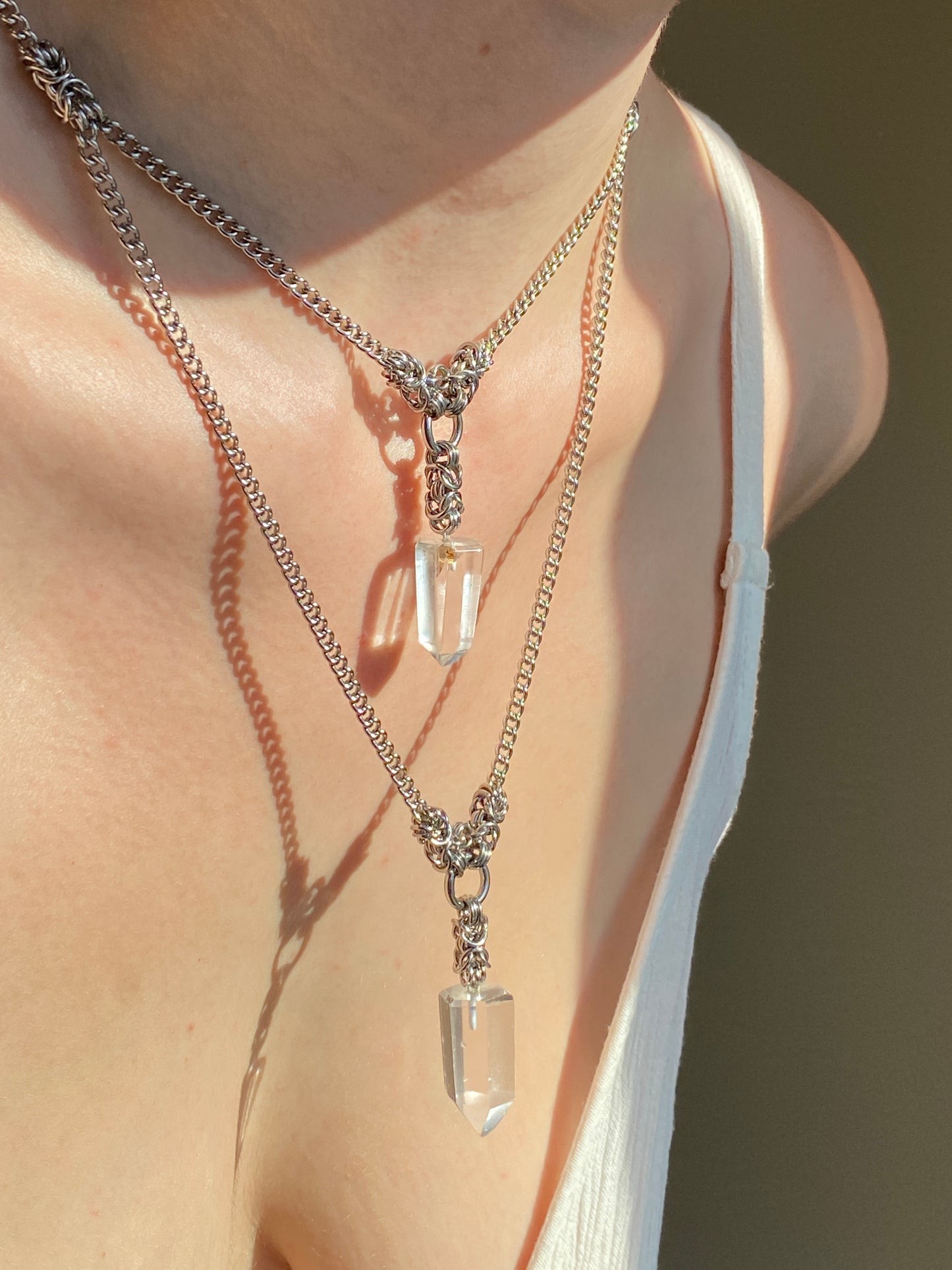 Double Clear Quartz Necklace